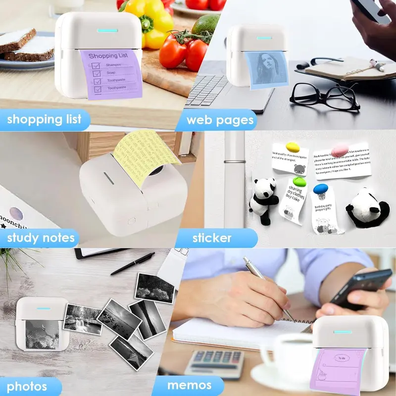 Thermal Printer Paper, 8 Counts/16pcs Self Adhesive Thermal Printer Paper, Portable Label Sticker for Photo, Diary, Memo, Office Stationery & Supplies 3