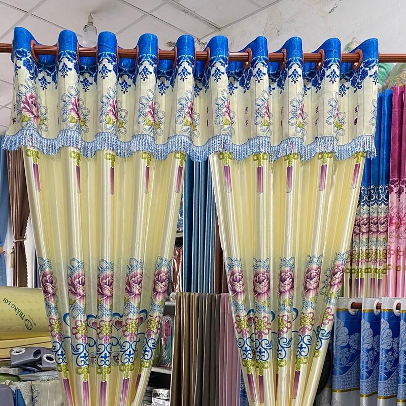 Rèm Cửa Buồng  và cửa sổ màu  xanh vàng com bô bao gồm rèm và thanh treo đầy đủ cho một của tùy theo kích thước
