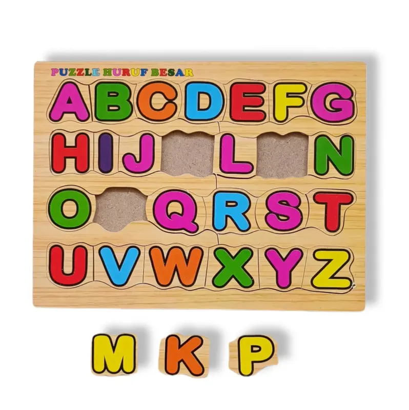 Mainan Edukasi Anak Paket Puzzle Kayu Isi 4 Huruf Hijaiyah Arab Huruf Besar Kecil Angka 0-20 8