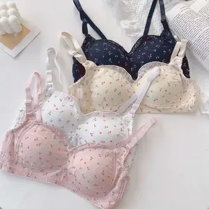 Bra Busa Tipis Tanpa Kawat Wanita BH Korea Flower Fashion Bralette 9038