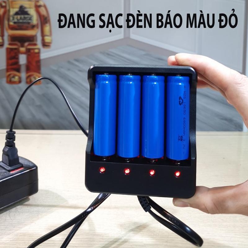 Sạc Pin 18650 4 Pin 3.7-4.2V Phích Cắm Tiện Lợi Có đèn Báo đầy Tự Ngắt Hộp Sạc Pin Lithium 23650 đế Sạc Pin 14500 Titan Phụ Kiện