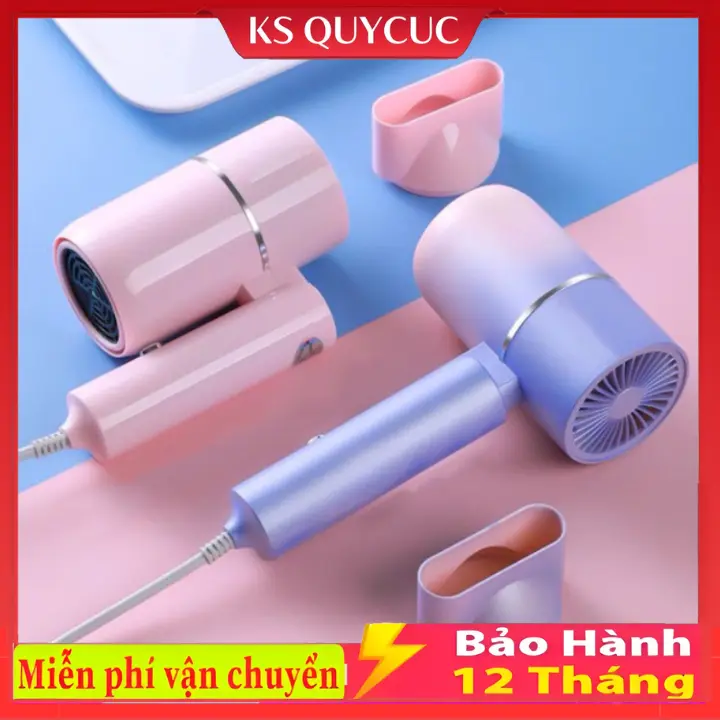 Máy sấy tóc mini tạo kiểu tóc chuyên nghiệp có ánh sáng xanh dưỡng tóc mượt Độ ấm ổn định tay cầm gấp gọn hàng đẹp Nữ Women