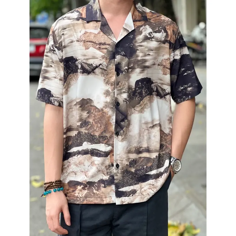 Sơ mi Hổ Phách | Áo sơ mi lụa Cuban form rộng Menswear Nam 1