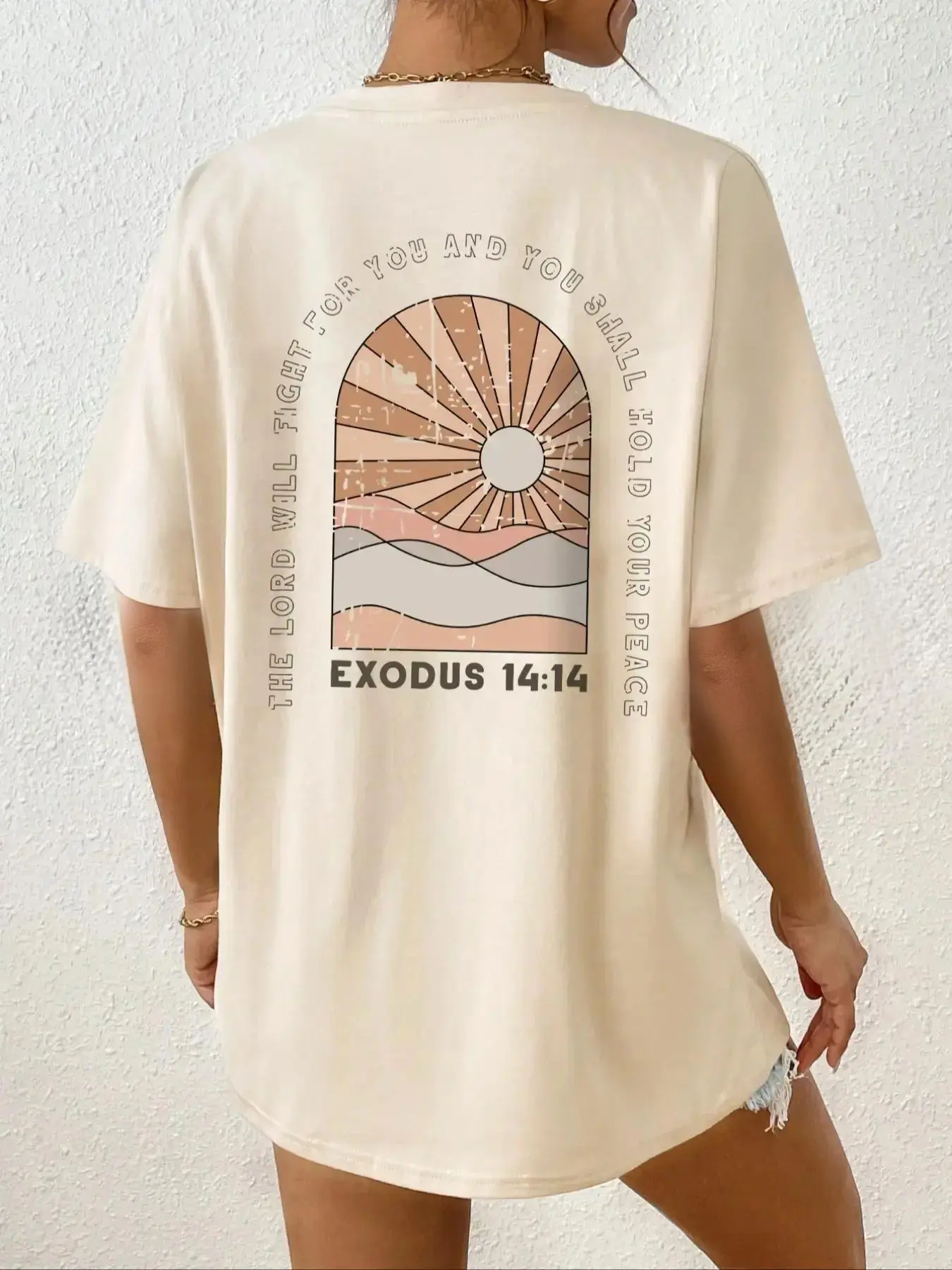 Women's Round Neck Drop Shoulder Graphic Tee, Summer Clothes Women, Casual Half Sleeve Crew Neck T-shirt for Summer, Women's Top for Daily Wear, Women's Clothing