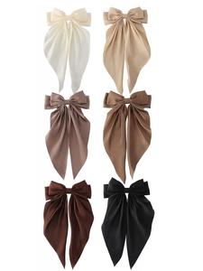 Solid Color Bow Decor Hair Clip Set, Elegant Hair Accessories for Women & Girls, Minimalist Headwear Suitable for Thick Hair