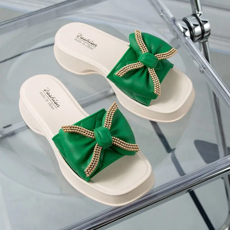 Dép nữ đế dày xỏ ngón đi trong nhà thắt hình nơ cho các chị em DéP Shoes 7
