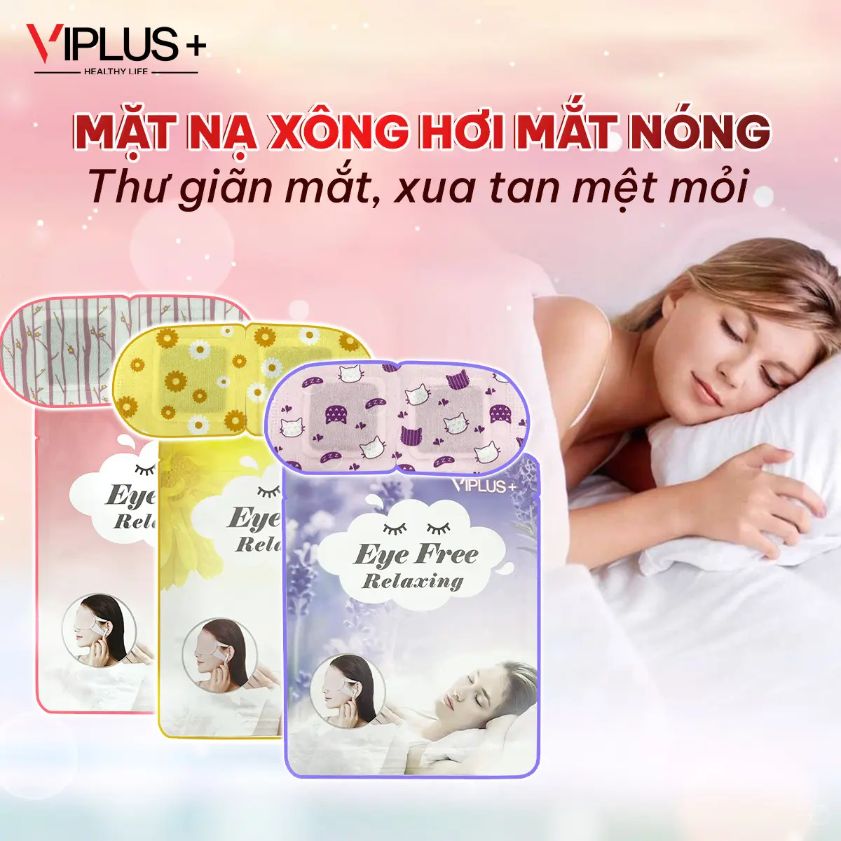 Combo 10 miếng mặt nạ xông hơi chườm mắt nóng thư giãn VIPLUS+