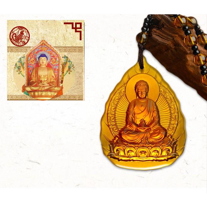 Chuỗi hạt đeo cổ mặt phật A Di Đà tựa lá đề- Phật bản mệnh người tuổi Tuất, Hợi 3