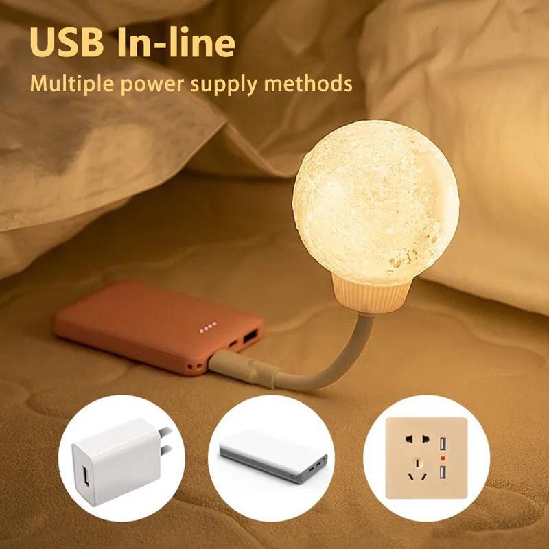 Smart Voice Control Night Light, USB Powered 3-level Brightness Moon Night Lamp, Novelty Lighting for Home Bedroom Living Room Decor 7