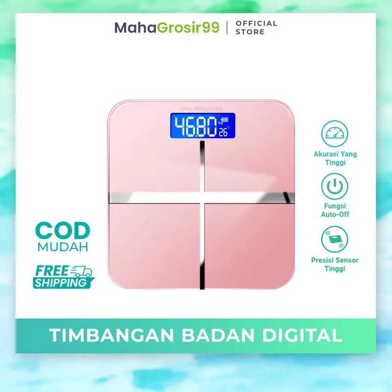 Timbangan Badan Digital Finito 180kg SCALE KACA 27X27CM 0