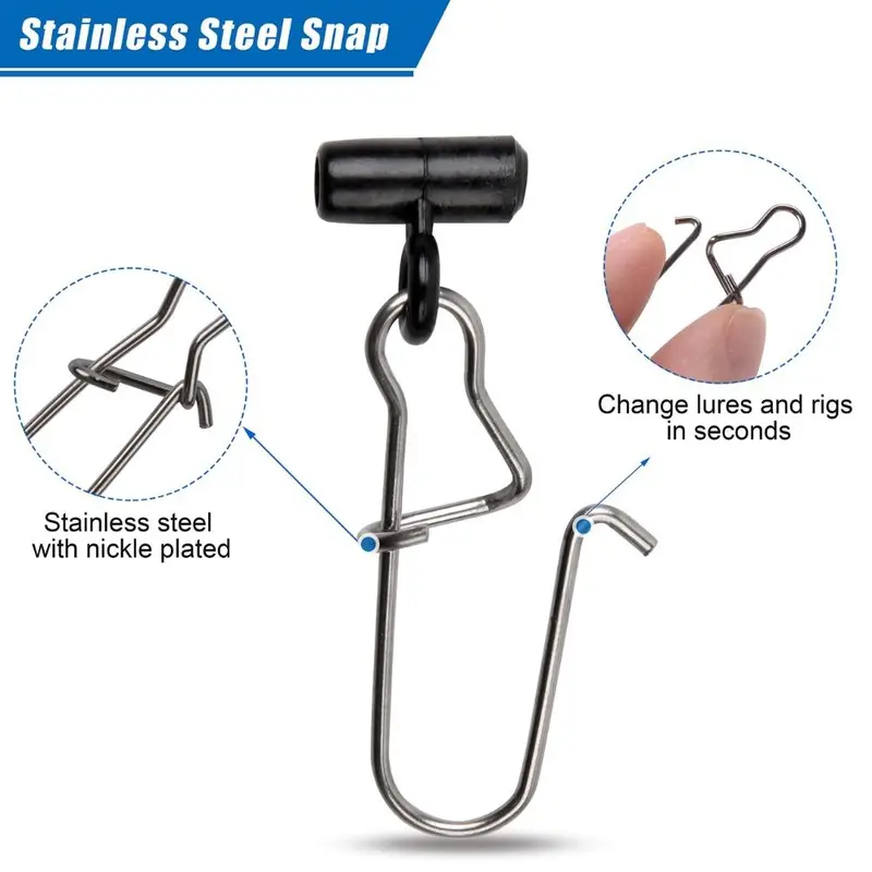 Fishing Line Sinker Slides with Fishing Clips & Hooked Snap Sinker, 30pcs Fishing Line Connector for Fishing Tackle, Outdoor Fishing Accessories 2