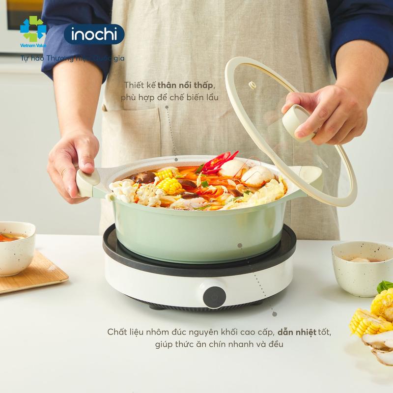 Product Introduction of INOCHI -  Nồi Vân Đá Chống Dính Đáy Từ Cao Cấp, Dùng Mọi Loại Bếp, Dung Tích 10L 4