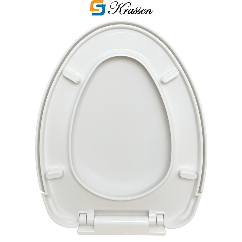 Product Introduction of <Mã KR.23> Nắp bồn cầu đóng êm KRASSEN làm từ nhựa PP cao cấp (màu Trắng sữa) hình mũi nhọn (chữ V) đa năng phù hợp với hầu hết bồn cầu một/hai khối 22
