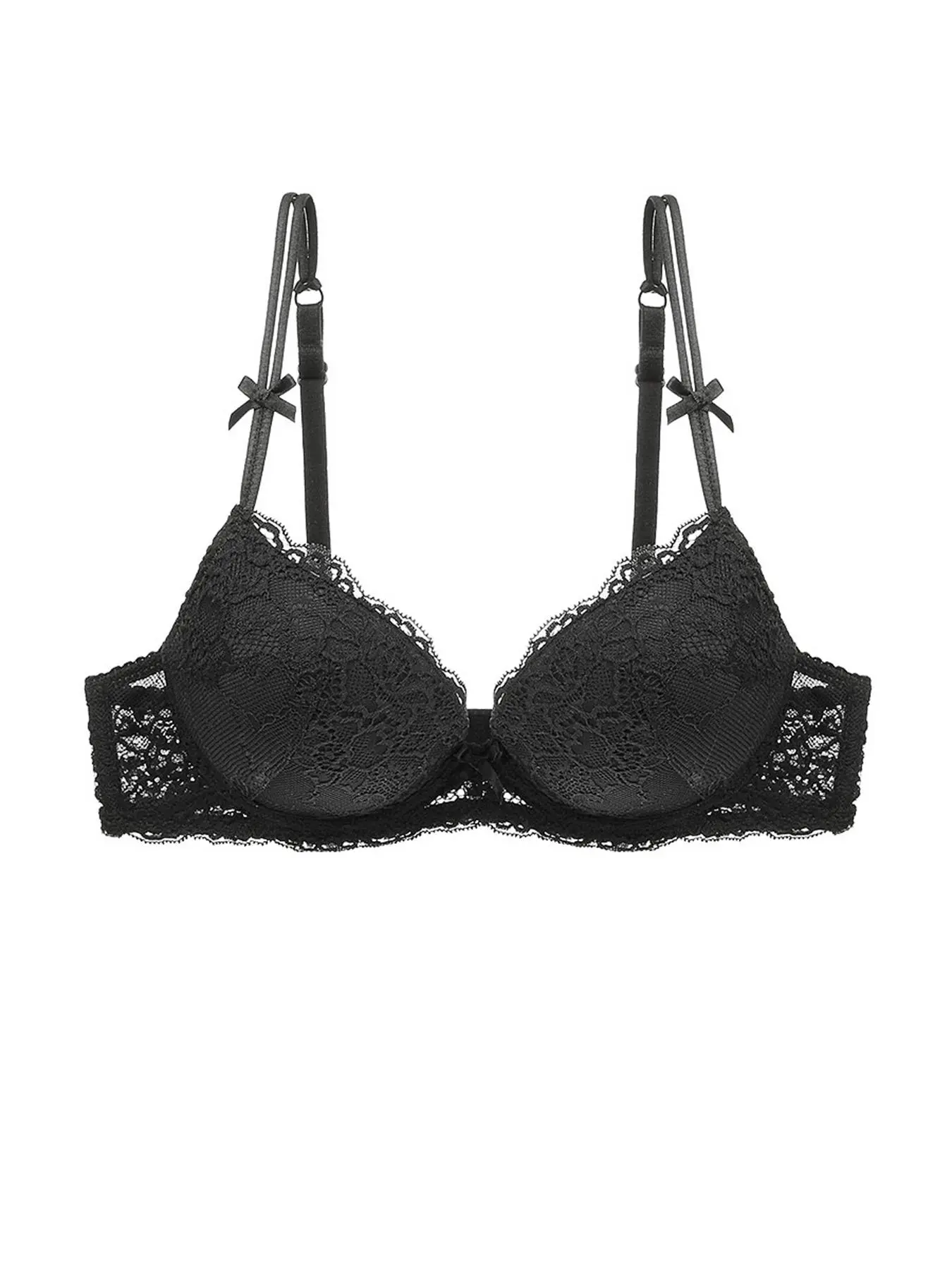 Women's Bow Front Underwire Lace Bra, Casual Adjustable Strap Push Up Bra, Underwear for Women, Soft Comfortable Breathable Lingerie for All Seasons