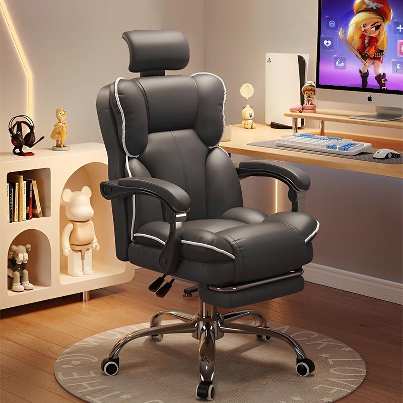 DECROOM Ghế Gaming,Ghế Xoay Giám Đốc, Thiết Kế Công Thái Học ,Ngả Lưng Cao Cấp Da Pu Có Kê Chân Thư Giãn,Ghế chân thép, chịu lực siêu bền,Khay bảo vệ dày, hỗ trợ ổn định