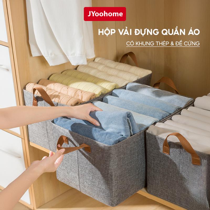 Hộp Đựng Quần Áo Khung Thép Vải Chống Thấm Nước JYoohome Túi Đựng Quần Áo Gọn Gàng Sắp Xếp Tủ Đồ