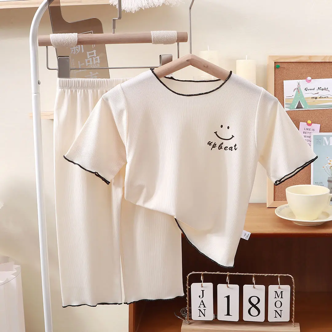 Bộ Đồ Mùa Hè Cho Trẻ Em, ngắn Tay, Chất Liệu Lụa Lạnh, Quần Chống Muỗi Thường Ngày Cho Bé Gái, Đồ Mặc Nhà, Bộ Hai Mảnh Thời Trang, Thích Hợp Cho Bé, Mới Đến Năm 2025