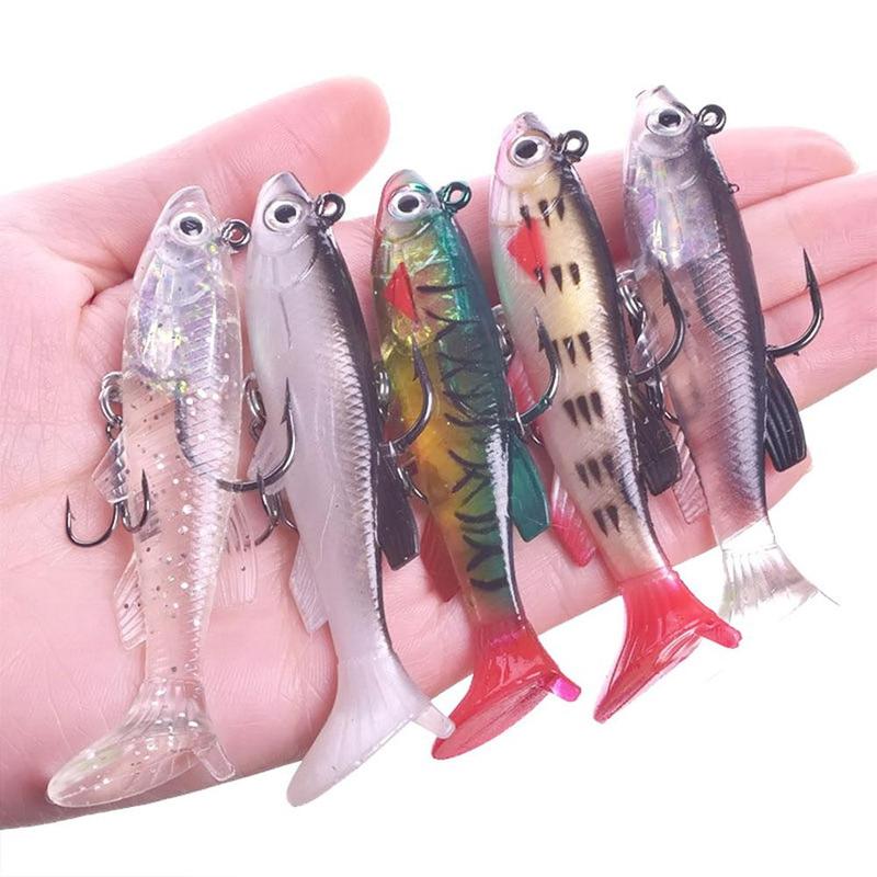 Product Introduction of T Tail Soft Bait Package Lead Fishing Bait Fake Bait Set 7 5cm 12g Bionic Double Hook Lure For B1O7 33