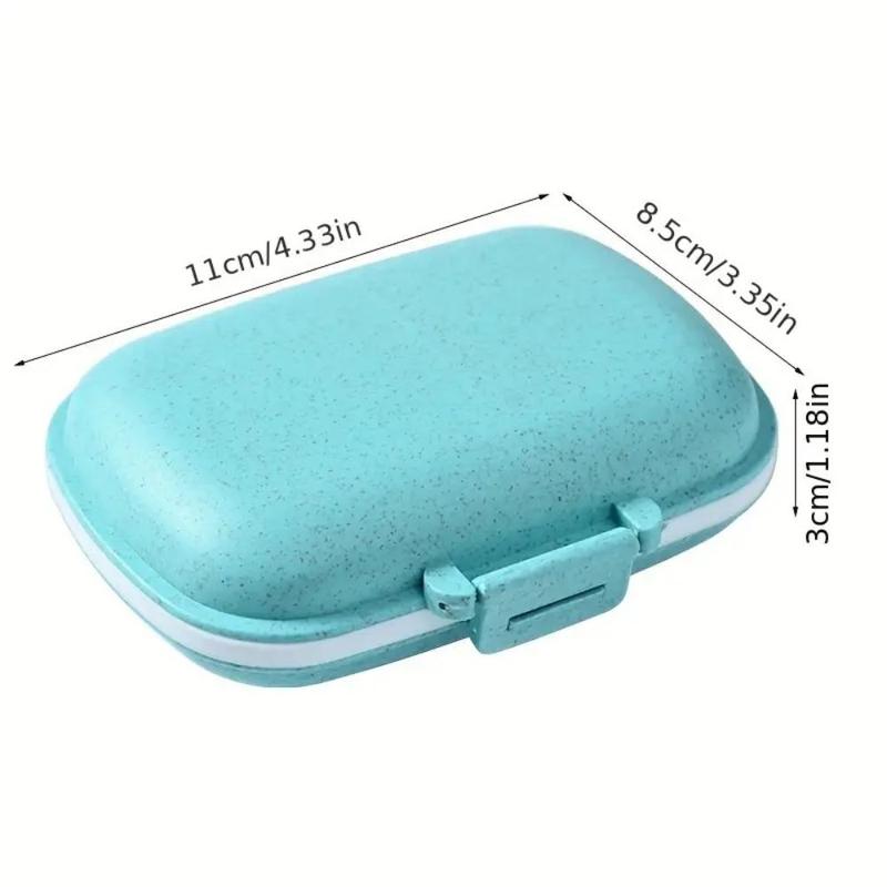Product Introduction of Portable 8-compartment Pill Box, 1 Count Pill Container with Removable Lid & Lock, Household Pill Organizer for Daily Care  Medicine, Supplement, Vitamin, Fish Oils 10