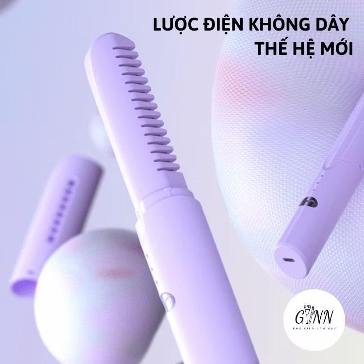 Lược Điện Chải Tóc Không Dây Siêu Thẳng 3 Mức Nhiệt Tạo Kiểu Chuyên Nghiệp 3 Trong 1 Kiêm Máy Uốn Duỗi Ép Tóc Tiện Dụng