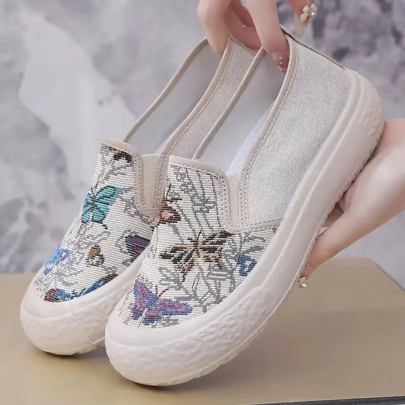 Giày Vải Nữ, Phổ Biến Mới Mùa Lò Xo Và Mùa Thu, Thời Trang, Dễ Phối Đồ, Phong Cách Thường Ngày Giày Lười, Thích Hợp Cho Học Sinh, Giày Một Lớp, 2024 Shoes 7