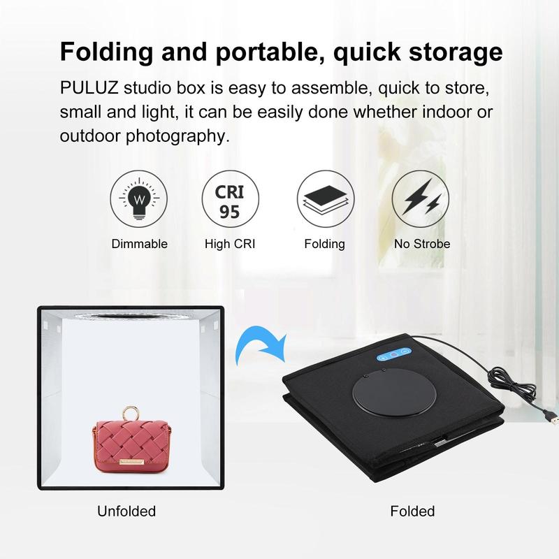 USB Powered Mini Photography Studio Box, Portable Foldable Photography Studio Box with 12 Colors Backdrops, Professional Camera Accessories for Home & Office Use 7