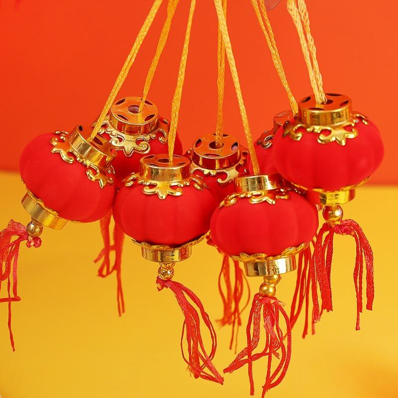 Product Introduction of 30Pcs Mini Chinese Red Lanterns Spring Festival New Year Hanging Flocking Lantern with Tassel Home Wedding Party Decoration 19