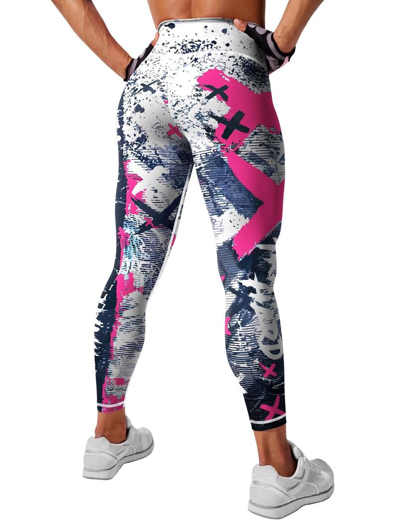 Product Introduction of Women's All Over Print High Waist Leggings, Casual Comfy Breathable Skinny Pants for Yoga Gym Workout Running, Ladies Bottoms for All Seasons, Tight Leggings 4