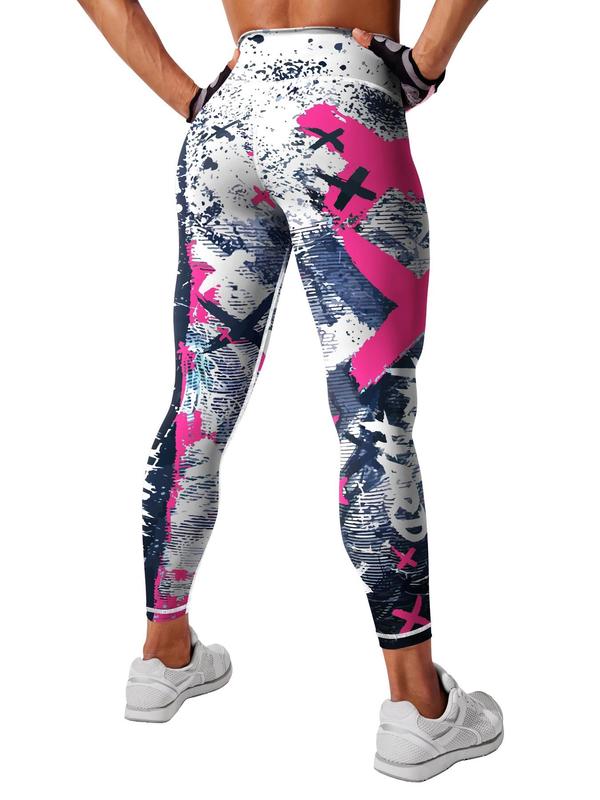Women's All Over Print High Waist Leggings, Casual Comfy Breathable Skinny Pants for Yoga Gym Workout Running, Ladies Bottoms for All Seasons, Tight Leggings 3
