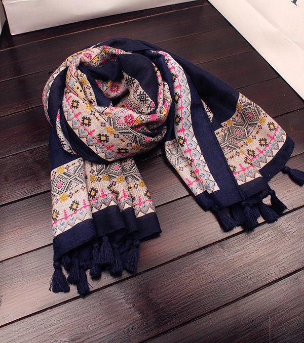 Product Introduction of Khăn Quàng cổ Quàng Cổ Dài, Dành Cho Nữ, In Họa Tiết Bohemian, Chất Liệu Vải Lanh Và Cotton Mềm Mại, Thiết Kế Lưới Kim Cương, Thích Hợp Che Nắng, Hàng Mới Về Từ Hàn Quốc, Khăn Choàng Hoa Tulip Women 4