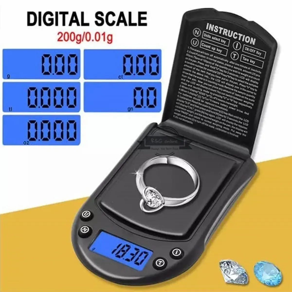 CHQ Timbangan Emas Pocket Digital/Timbangan Perhiasan Digital Mini Elektronik 200g / 0.01g 500g / 0.1g/timbangan Emas Akurat