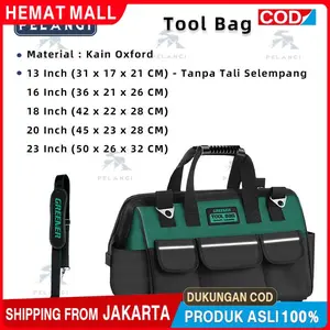 Tool Bag / Tas Perkakas 13 inchi Bahan Oxford Toolbag Tool Bag Tas Kunci Motor Mobil Alat Tukang Greeneg Tool Bag 13 - 23 Inch Kain Oxford Tebal Tas Alat Perkakas Kuat Tas Perkakas Toolkit Toolbox 20 Inch