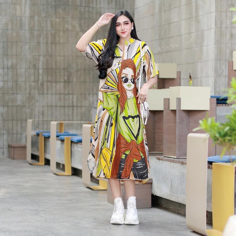 Daster Motif Karakter Kekinian viral girl face rocker 1