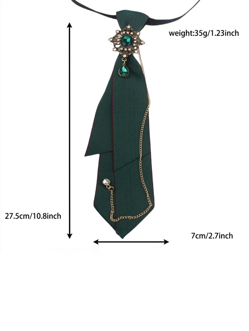 Product Introduction of Women's Street Trend Rhinestone Decor Tie, Trendy Colorblock Tie for Daily Wear, Fashionable Clothes Accessories for Women & Girls 6