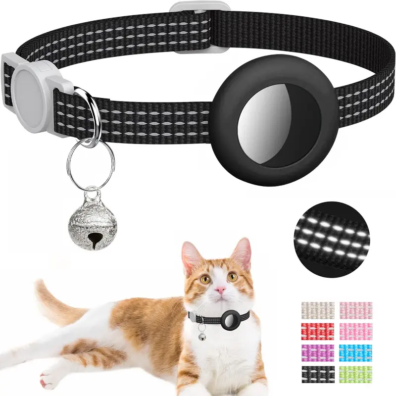 Vòng Cổ Mèo Con Phản Quang, Tag Apple Air Tag Vòng Cổ Mèo, Vòng Cổ Mèo GPS, Có Giá Đỡ AirTag Và Chuông, Vòng Cổ Mèo Theo Dõi Nhẹ Cho Bé Gái, Bé Trai, Mèo, Mèo Con, Chó Con, Thiết Yếu airtag cho Mèo 0