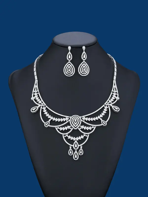Elegant Artificial Gemstone Decorated Necklace & Dangle Earrings, Fashion Jewelry for Party, Daily Decor, Trendy All-match & Exquisite Jewelry for Birthday Gift 0