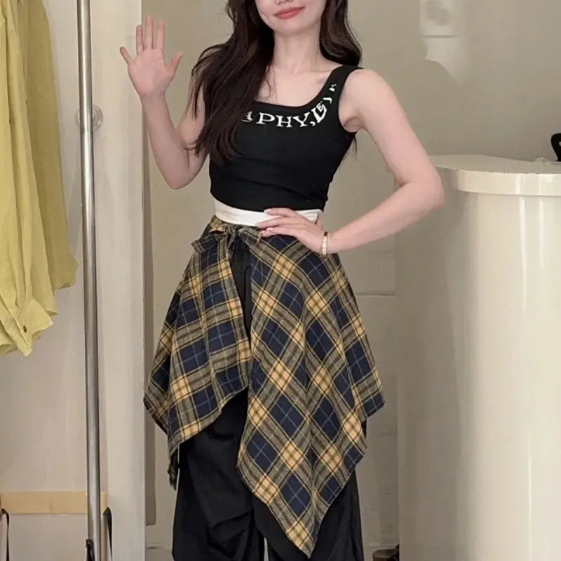 Tấm Che Mông, Một Mảnh, Đồ Trang Trí Áo Sơ Mi Và Váy Kẻ Sọc, ngắn Tay, Thích Hợp Cho Trang Phục Dopamine Hai Mảnh, Áo Sơ Mi Kẻ Sọc