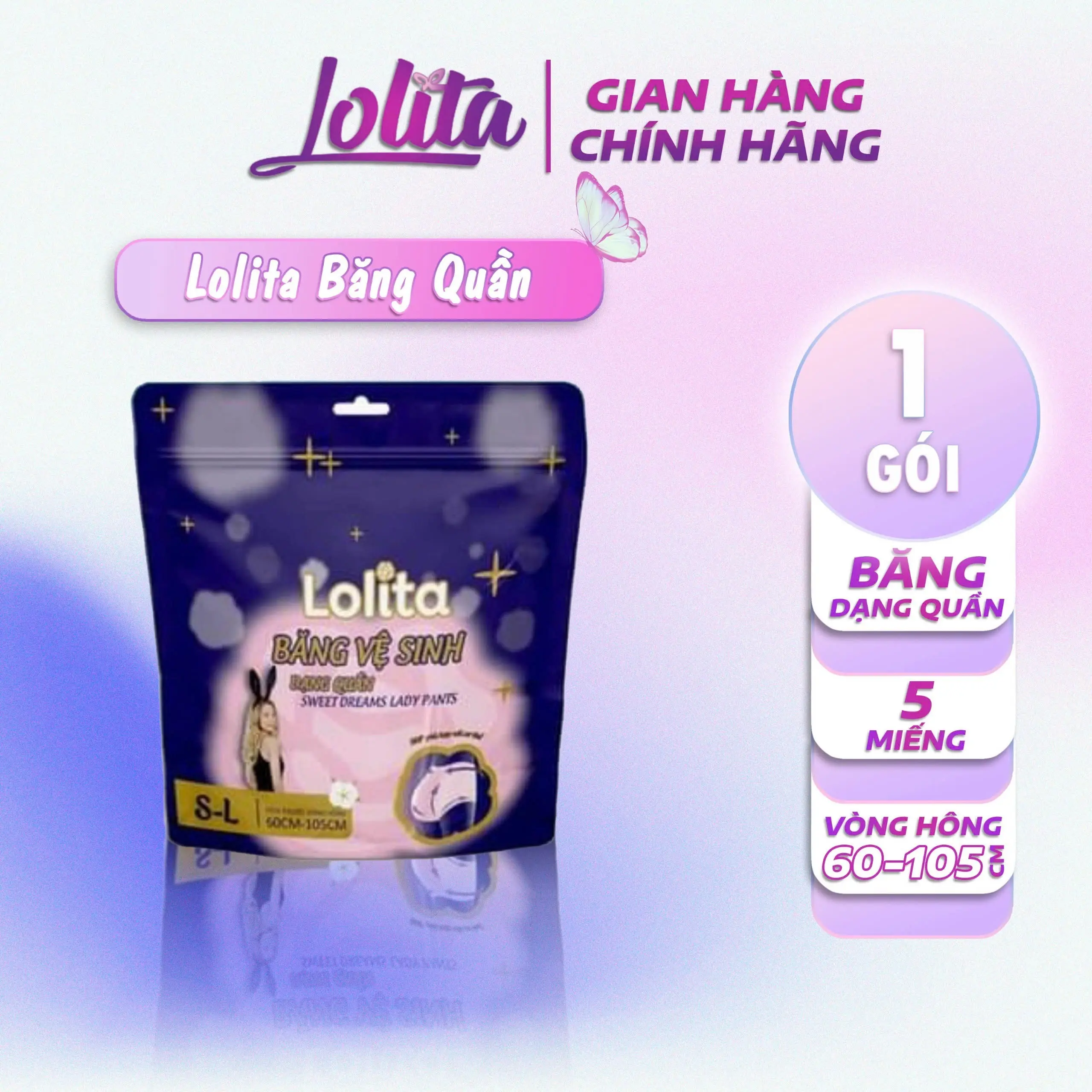 [BVS Lo.lita] Dạng Quần, Tampon, Túi 5 Miếng Thấm Hút Tốt - Size S, M, L