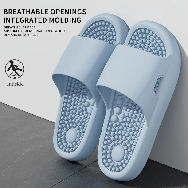 Massage Slippers for Home Indoor Use, Non-Slip Bathroom Shower Slippers with Acupressure Sole, EVA Material, Open Toe - Summer Wear, Women's New Style, Foot Massage, Acupoint, Bathroom Slippers, Summer Wear