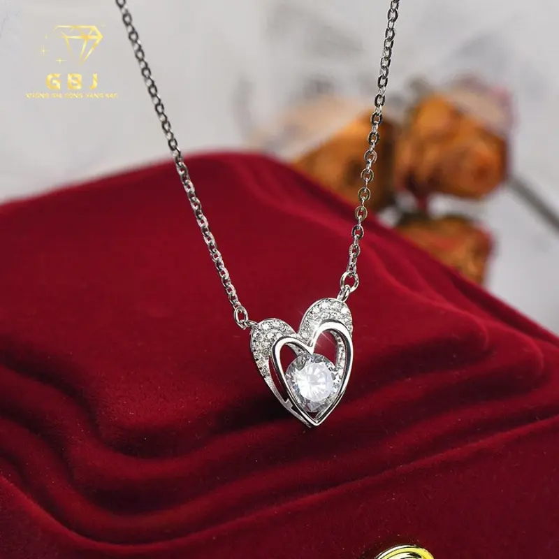 Dây Chuyền Bạc Liền Mặt Tim Đôi XI KIM (4T4) Ngọt Ngào Dành Cho Nữ GBJ542 2