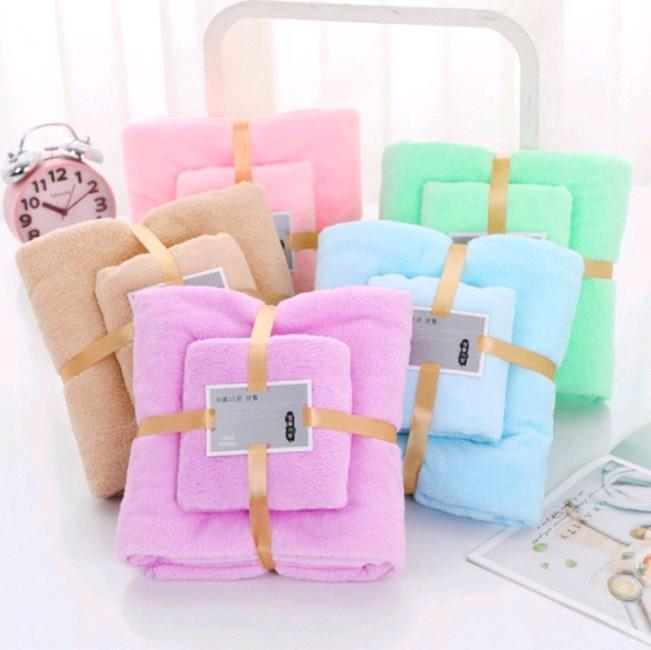 HANDUK SET 2IN1HANDUK MANDI DAN COTTON TOWEL IMPORT 0