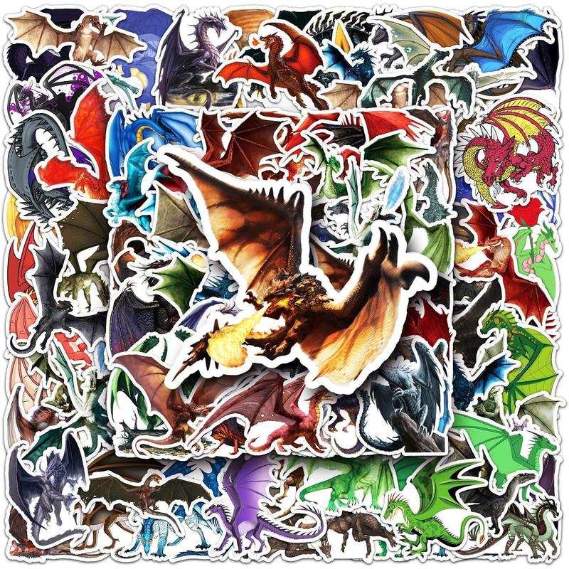 Dragon Fill Sticker 100 count Dragons Stickers for Laptops,Cartoon Pterosaur Vinyl Sticker ...