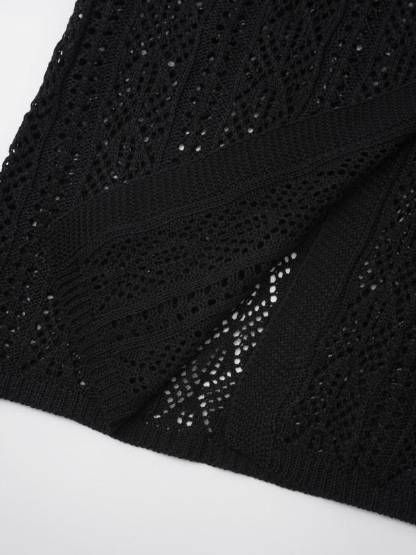 Women's Plain Hollow Out Open Front Cardigan, Casual Sweater Cardigan for Summer, Fashion Women's Knit Clothing for Daily Wear 3