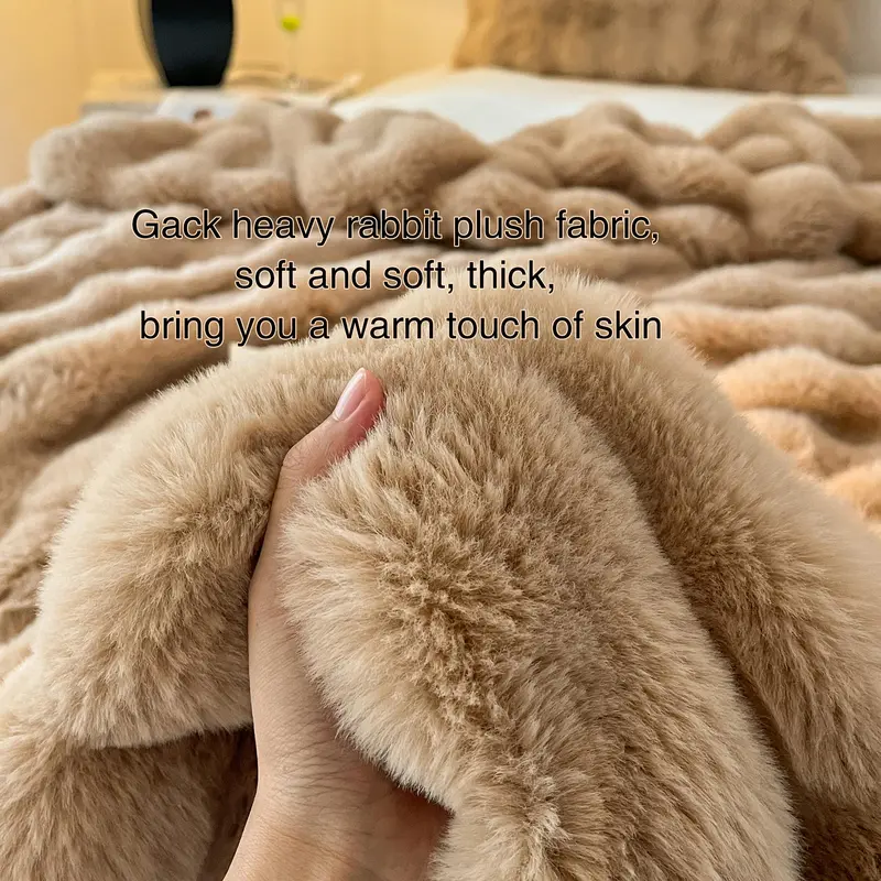 Solid Color Fluffy Blanket, 1 Count Soft Comfortable Warm Throw Blanket, Air Conditioned Room Bed Blanket, Bedding Supplies for Home Office Travel 5
