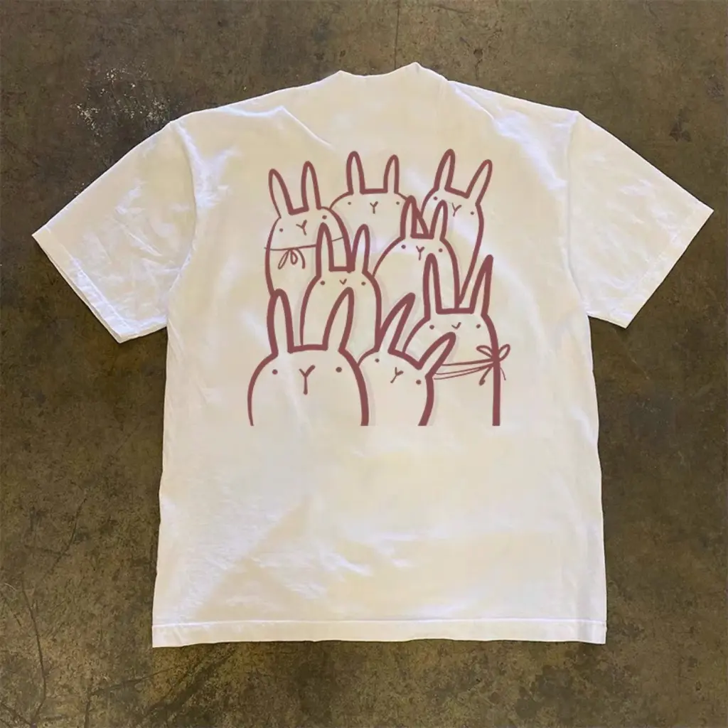 Áo Phông Cổ Tròn Nam Nữ Đẹp Phối Họa Tiết Nhiều Chú Thỏ Sành Điệu,Chất Liệu Cotton Mềm Mịn Thấm Hút Mồ Hôi Cực Tốt M2