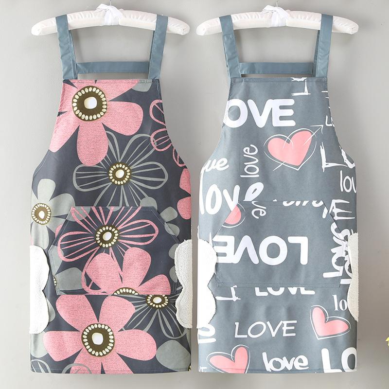Waterproof Apron Home Kitchen New Work Women's Oil-Proof Cute Japanese Style Fashion Apron Strap 1