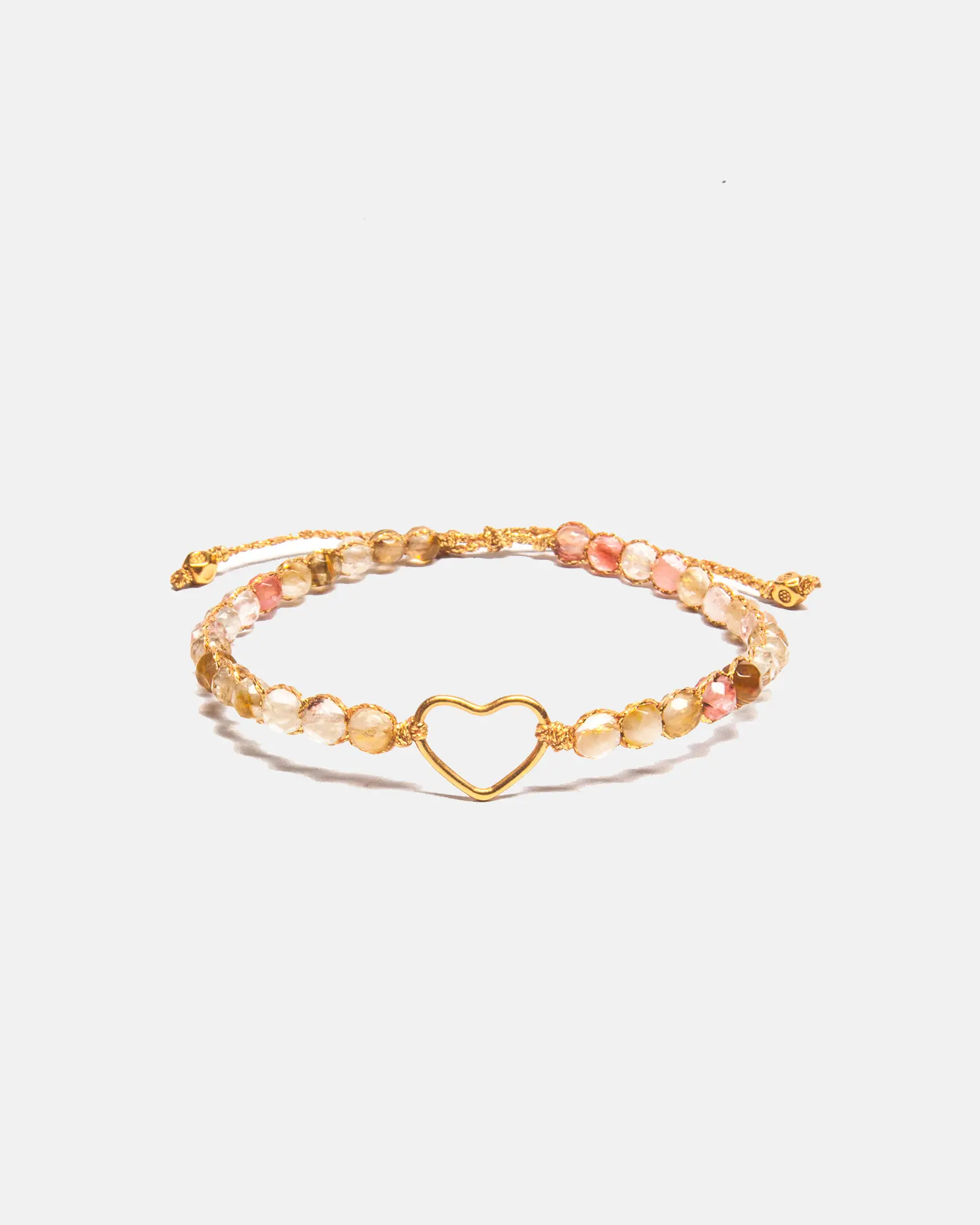 Heart watermelon quartz Tali Gold Batu semi mulia Intan Permata Asli | Gemstones Bracelet for Women Aesthetic Samapura