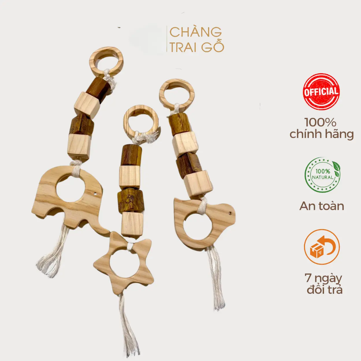 Đồ chơi treo củi, kệ chữ A cho trẻ, phát triển vận động cho bé sơ sinh - chính hãng Chàng Trai Gỗ