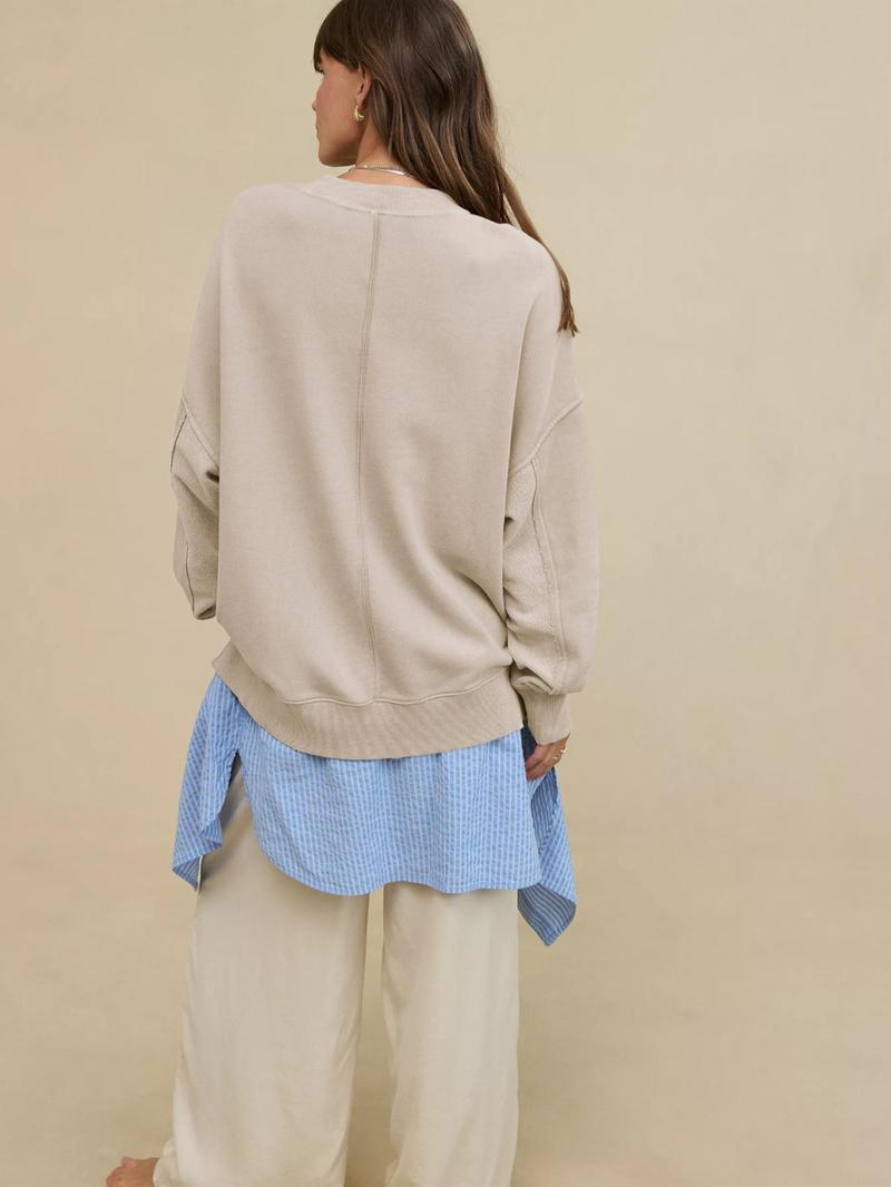 Product Introduction of Women's Plain Crew Neck Pullover Sweatshirt, Casual Long Sleeve Round Neck Sweatshirt for Spring & Fall, Fashion Women's Top for Daily Wear 6