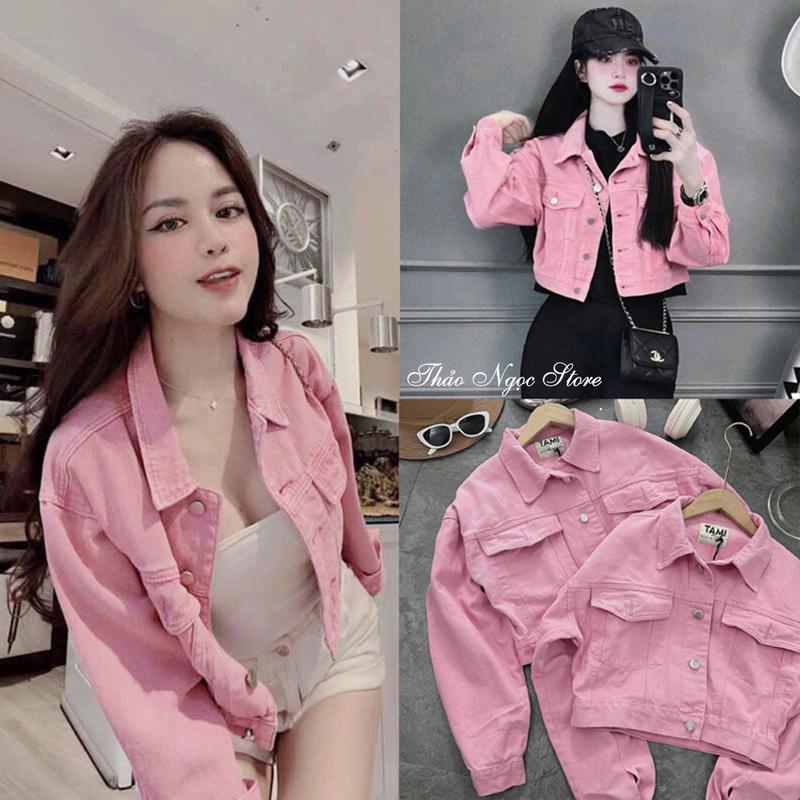 Áo khoác jean nữ croptop 2 túi nắp tay dài! (A3) THẢO NGỌC STORE